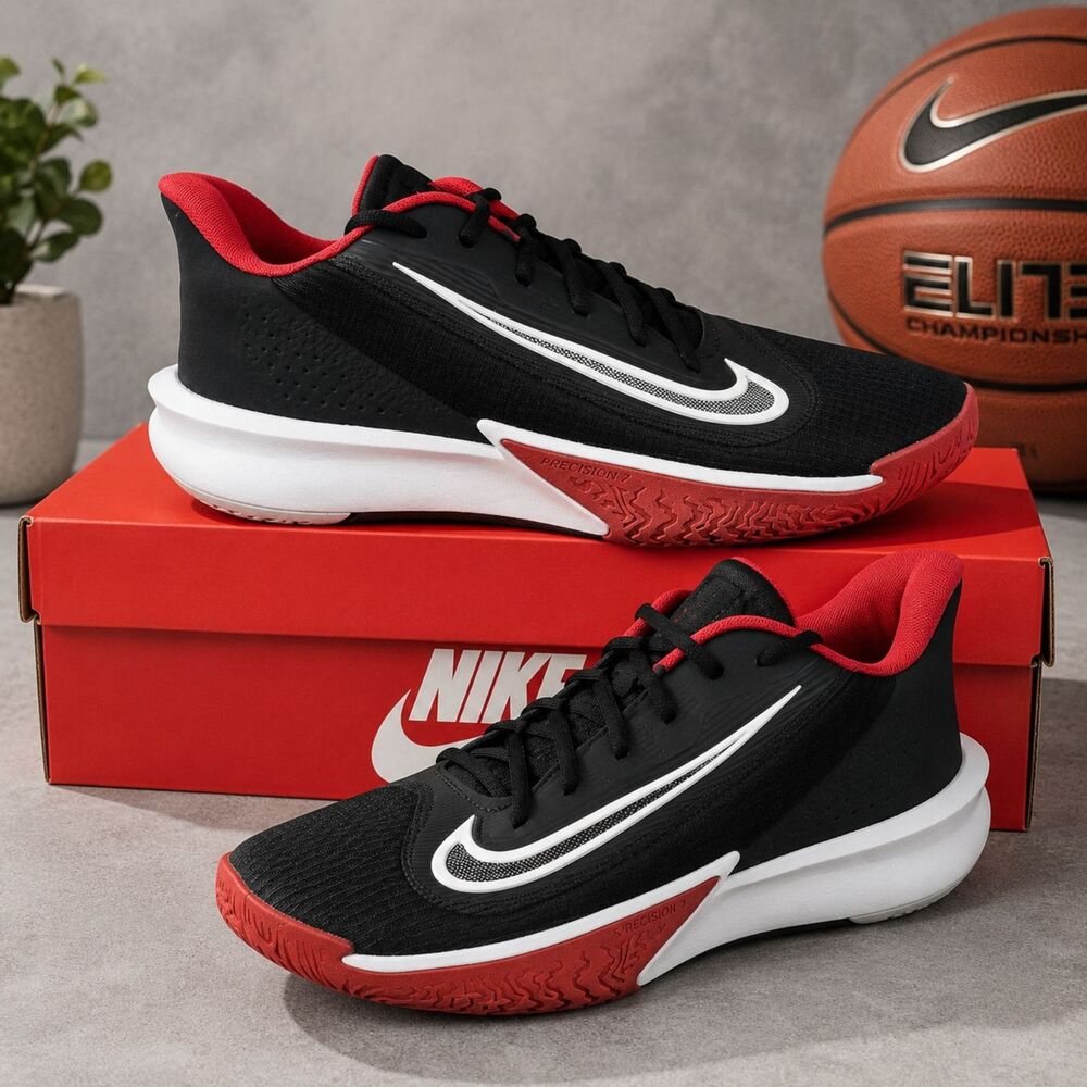 Nike Precision 7 Basketball Shoes Mens 10 Black Red White FN4322-002 NWT
